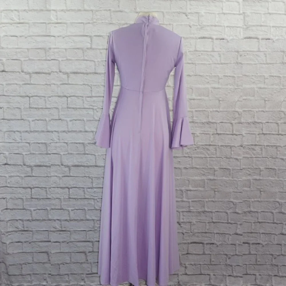 Vintage 70s Purple Floral Maxi Dress - Picture 2 of 8